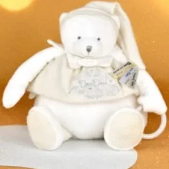 Outlet Peluche eveil Bébé Ours Blanc - 30 cm - Collection Anniversaire Doudou® Anniversaire|Hochets Et Pantins D'activités