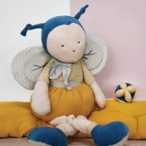 Fashion Peluche géante Pollen l'abeille en coton BIO - 90 cm Les Prix Doux|Doudous Coton Bio