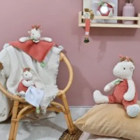 Hot Peluche girafe avec doudou mouchoir - 15 cm Cadeaux Naissance|Couleurs Savane