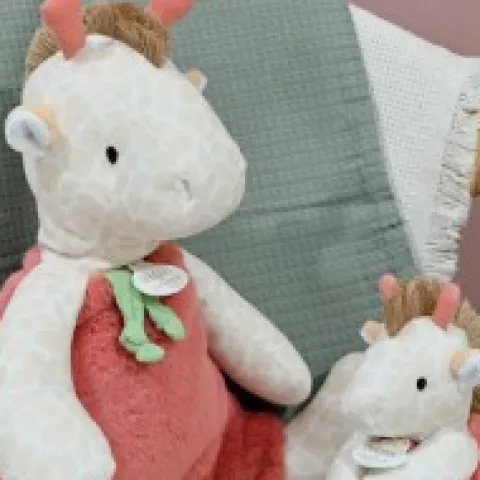 Hot Peluche girafe avec doudou mouchoir - 15 cm Cadeaux Naissance|Couleurs Savane