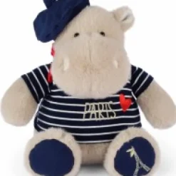 Clearance Peluche Hippopotame avec Béret et Marinière - 26 cm Souvenir Of Paris|Hippo