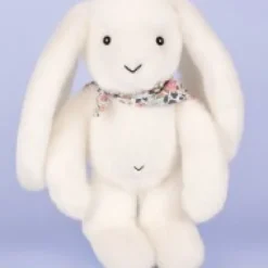 Hot Peluche lapin blanc 25 cm - Lapin Fleurette Lapin Fleurette|Lapin