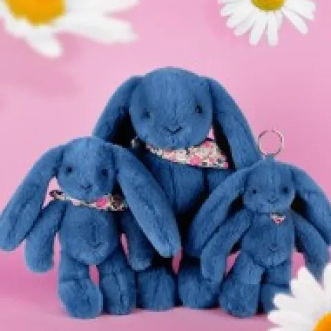 Sale Peluche lapin bleu 25 cm - Lapin Fleurette Lapin Fleurette|Lapin