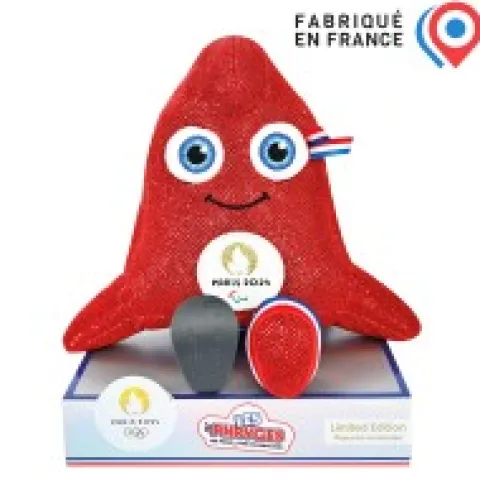 Hot Peluche mascotte Jeux Paralympiques Paris 2024 fabriquée en France - Edition limitée version maille lurex- 29 cm Mascotte Jo|Mascotte Jo