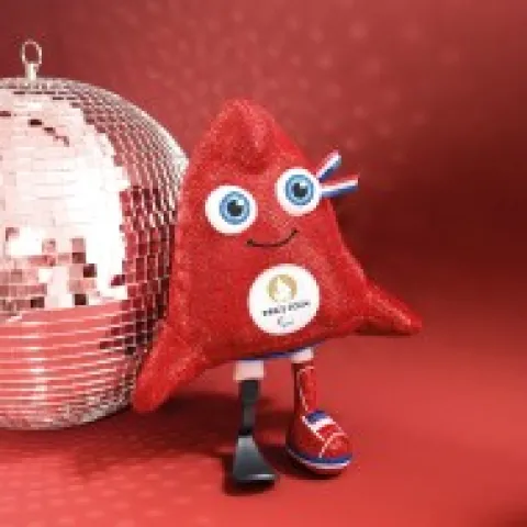 Hot Peluche mascotte Jeux Paralympiques Paris 2024 fabriquée en France - Edition limitée version maille lurex- 29 cm Mascotte Jo|Mascotte Jo
