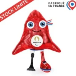 Fashion Peluche mascotte Jeux Paralympiques Paris 2024 fabriquée en France - Edition limitée version métallisée - 29 cm Mascotte Jo|Mascotte Jo