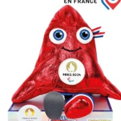 Fashion Peluche mascotte Jeux Paralympiques Paris 2024 fabriquée en France - Edition limitée version métallisée - 29 cm Mascotte Jo|Mascotte Jo