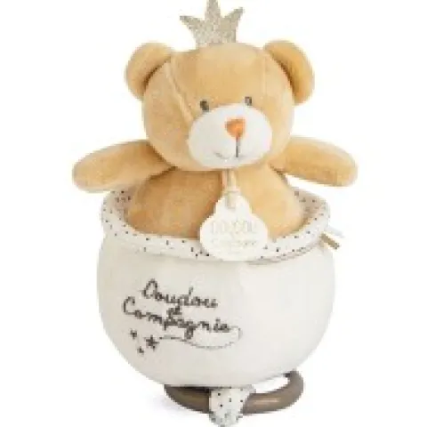 Hot Peluche musicale ours Petit Roi marron - 14 cm Les Coffrets À Offrir|Cadeaux Naissance