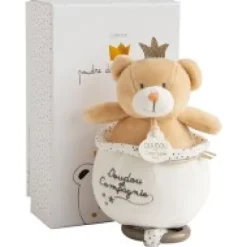 Hot Peluche musicale ours Petit Roi marron - 14 cm Les Coffrets À Offrir|Cadeaux Naissance