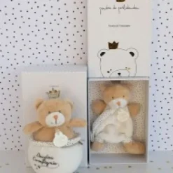 Hot Peluche musicale ours Petit Roi marron - 14 cm Les Coffrets À Offrir|Cadeaux Naissance