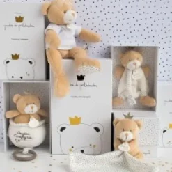 Hot Peluche musicale ours Petit Roi marron - 14 cm Les Coffrets À Offrir|Cadeaux Naissance