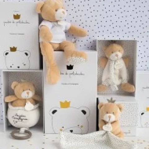 Hot Peluche musicale ours Petit Roi marron - 14 cm Les Coffrets À Offrir|Cadeaux Naissance