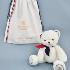 Best Peluche ours blanc fabriqué en France - L'Ours Élysée - 30 cm Collection X Elysée|Ours
