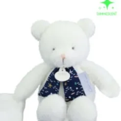 Outlet Peluche ours luminescent avec mouchoir - 28 cm - Clair de Lune Les Luminescents|Ours