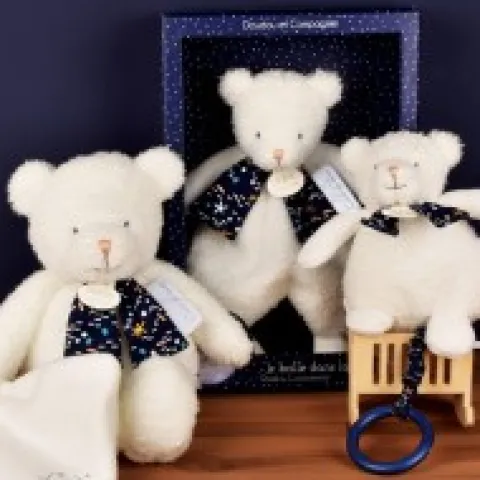 Outlet Peluche ours luminescent avec mouchoir - 28 cm - Clair de Lune Les Luminescents|Ours