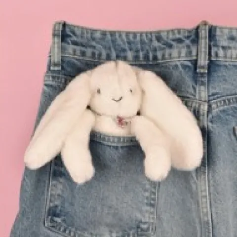 Best Porte clé en peluche Lapin Blanc- 18 cm - Lapin Fleurette Lapin Fleurette|Lapin