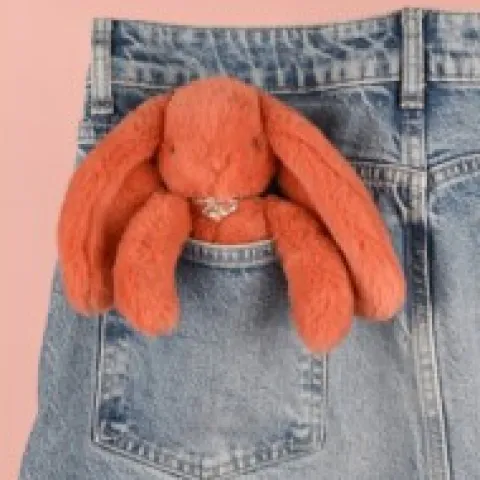 Hot Porte clé en peluche Lapin Orange - 18 cm - Lapin Fleurette Lapin Fleurette|Lapin