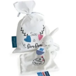 Outlet Sac à doudou + Doudou lapin "Mon Doudou + fort que tout " 10 cm - Unicef Cadeau À Moins De 20€|Les Prix Doux