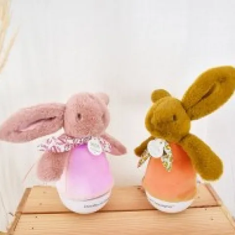 Fashion Veilleuse bebe musicale Culbuto rose - 16 cm Lapin Doudou|Lapin