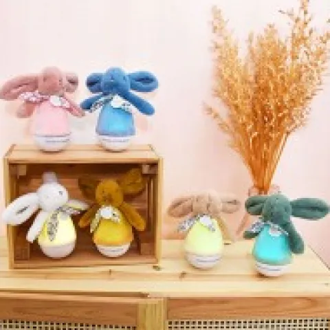 Fashion Veilleuse bebe musicale Culbuto rose - 16 cm Lapin Doudou|Lapin