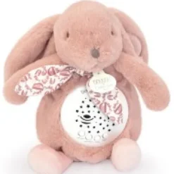 New Veilleuse Lapin Musicale Projection mur avec chansons Douces - Rose poudré Lapin Doudou|Lapin